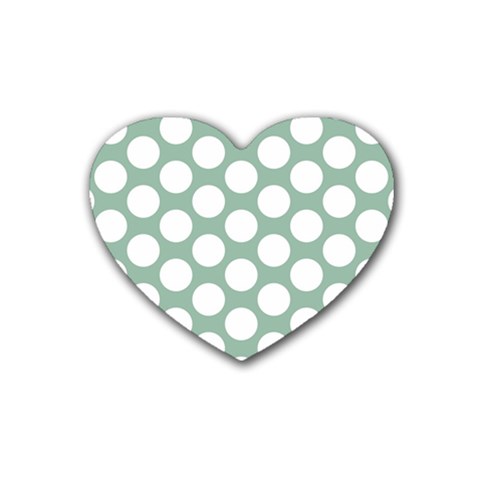 Jade Green Polkadot Drink Coasters (Heart) from ArtsNow.com Front