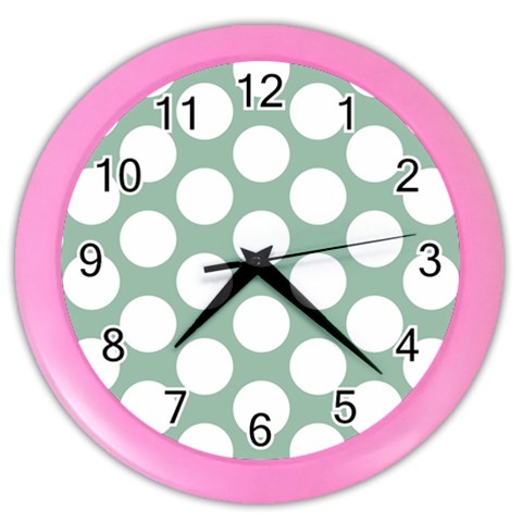 Jade Green Polkadot Wall Clock (Color) from ArtsNow.com Front