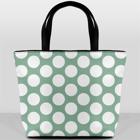 Jade Green Polkadot Bucket Handbag from ArtsNow.com Front