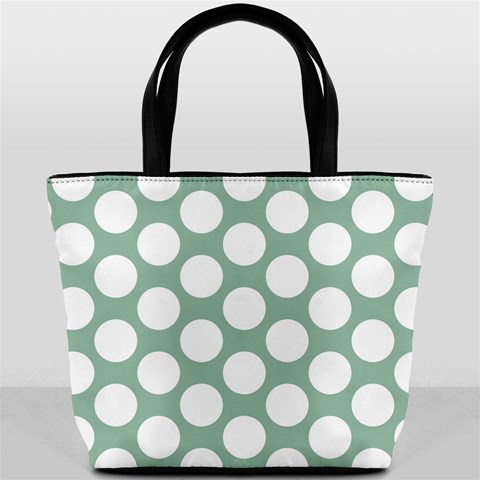 Jade Green Polkadot Bucket Handbag from ArtsNow.com Back