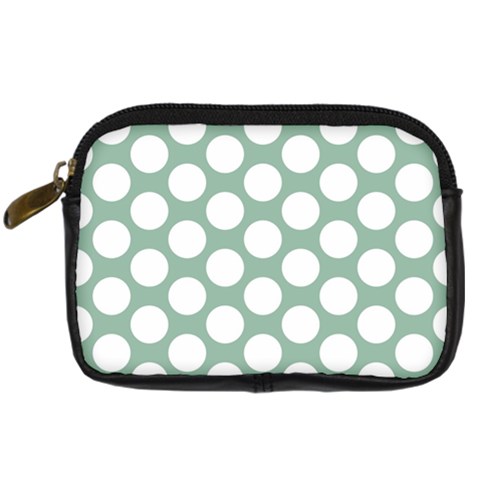 Jade Green Polkadot Digital Camera Leather Case from ArtsNow.com Front