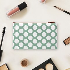 Jade Green Polkadot Cosmetic Bag (Small) from ArtsNow.com Back