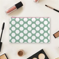 Jade Green Polkadot Cosmetic Bag (Medium) from ArtsNow.com Front