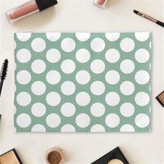 Jade Green Polkadot Cosmetic Bag (XL) from ArtsNow.com Front