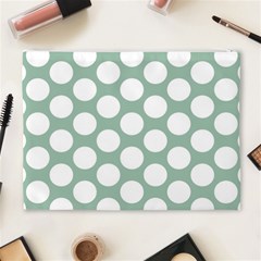 Jade Green Polkadot Cosmetic Bag (XL) from ArtsNow.com Back