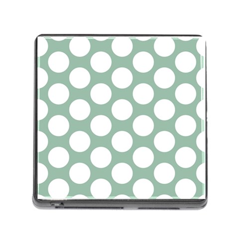 Jade Green Polkadot Memory Card Reader with Storage (Square) from ArtsNow.com Front