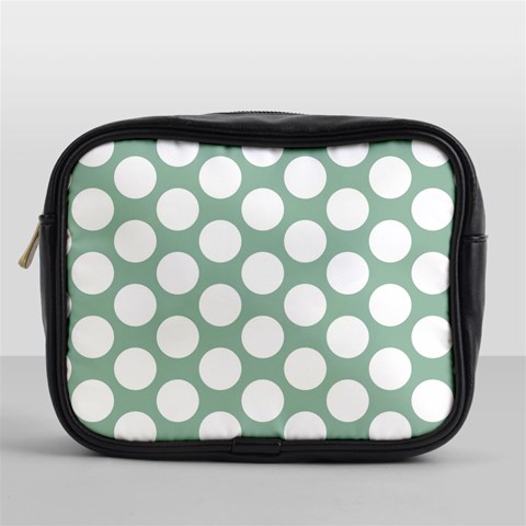 Jade Green Polkadot Mini Travel Toiletry Bag (One Side) from ArtsNow.com Front