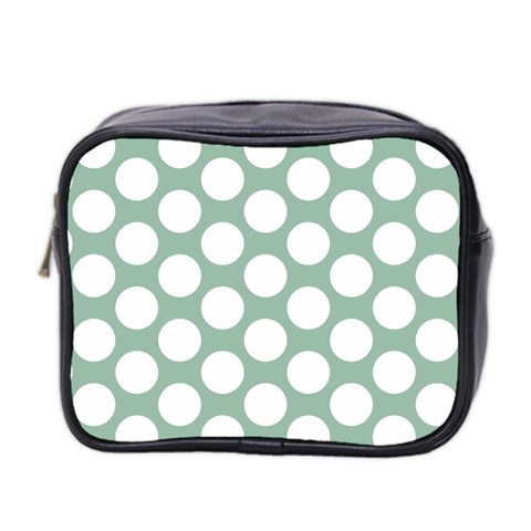 Jade Green Polkadot Mini Travel Toiletry Bag (Two Sides) from ArtsNow.com Front