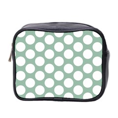 Jade Green Polkadot Mini Travel Toiletry Bag (Two Sides) from ArtsNow.com Front