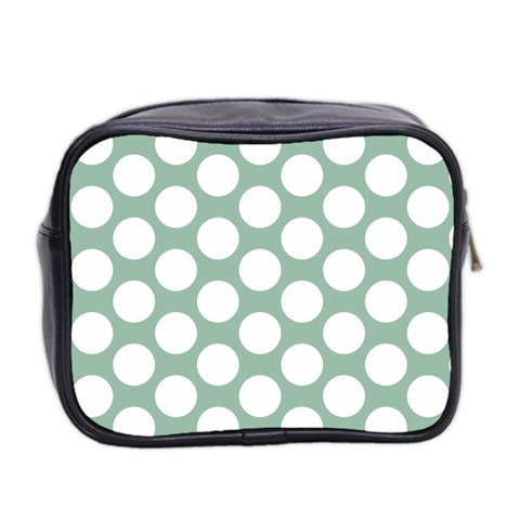 Jade Green Polkadot Mini Travel Toiletry Bag (Two Sides) from ArtsNow.com Back