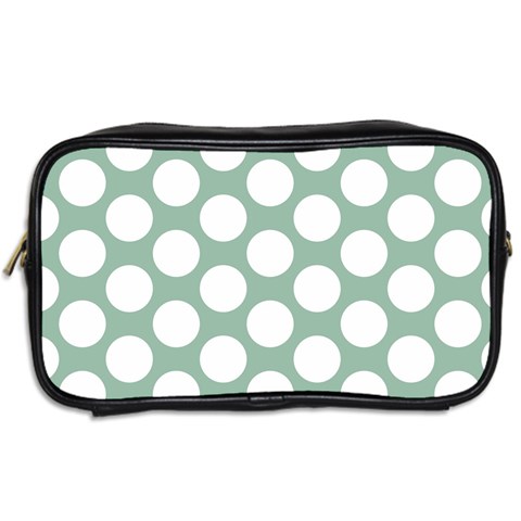 Jade Green Polkadot Travel Toiletry Bag (Two Sides) from ArtsNow.com Back