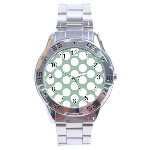 Jade Green Polkadot Stainless Steel Watch from ArtsNow.com Front