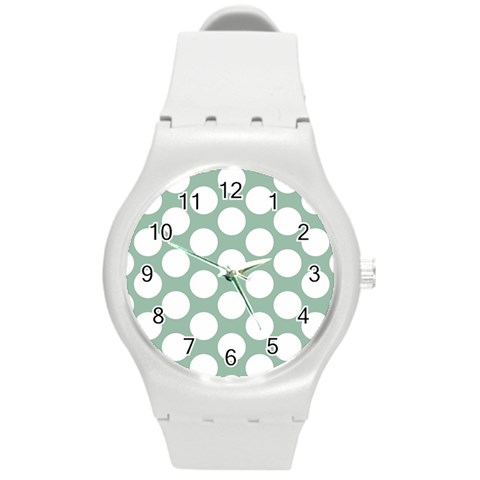 Jade Green Polkadot Plastic Sport Watch (Medium) from ArtsNow.com Front