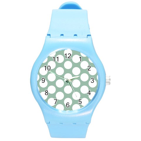 Jade Green Polkadot Plastic Sport Watch (Medium) from ArtsNow.com Front