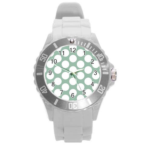 Jade Green Polkadot Plastic Sport Watch (Large) from ArtsNow.com Front