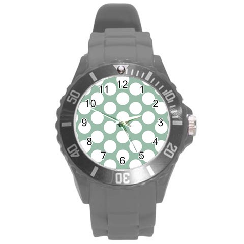 Jade Green Polkadot Plastic Sport Watch (Large) from ArtsNow.com Front