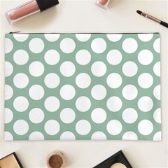 Jade Green Polkadot Cosmetic Bag (XXL) from ArtsNow.com Front