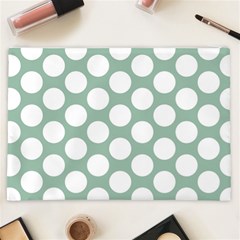 Jade Green Polkadot Cosmetic Bag (XXL) from ArtsNow.com Back