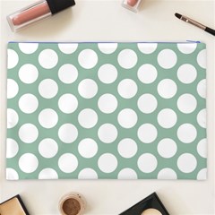 Jade Green Polkadot Cosmetic Bag (XXL) from ArtsNow.com Back