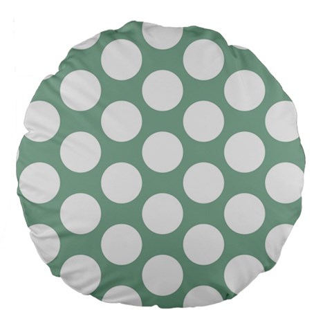 Jade Green Polkadot 18  Premium Round Cushion  from ArtsNow.com Back