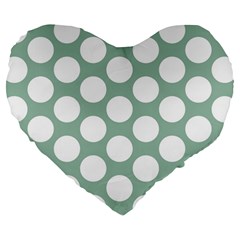 Jade Green Polkadot 19  Premium Heart Shape Cushion from ArtsNow.com Front