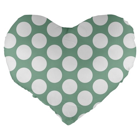 Jade Green Polkadot 19  Premium Heart Shape Cushion from ArtsNow.com Back