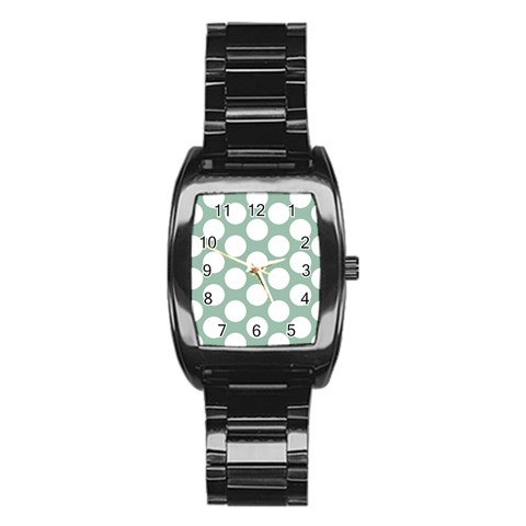 Jade Green Polkadot Stainless Steel Barrel Watch from ArtsNow.com Front