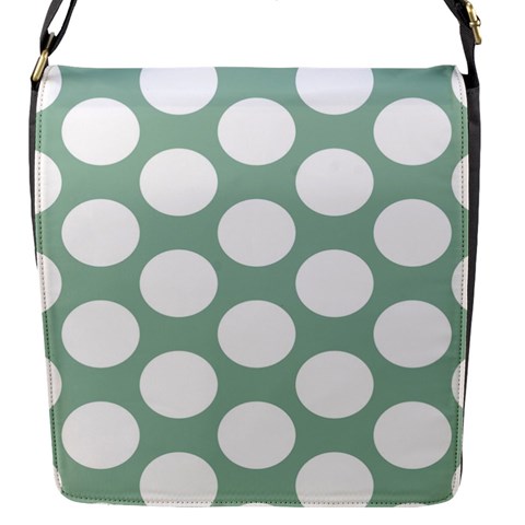 Jade Green Polkadot Flap Closure Messenger Bag (Small) from ArtsNow.com Front