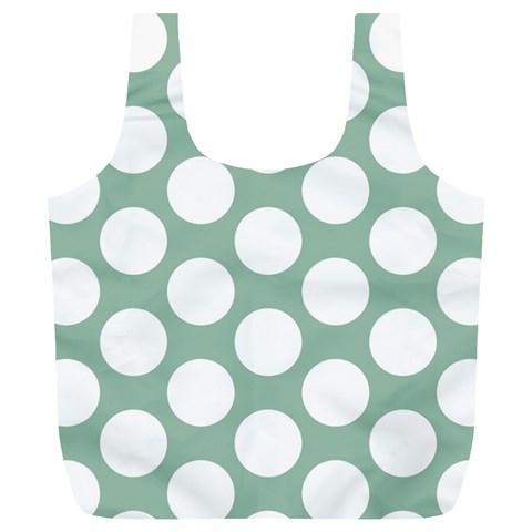 Jade Green Polkadot Reusable Bag (XL) from ArtsNow.com Front