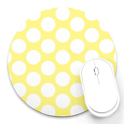 Yellow Polkadot 8  Mouse Pad (Round) from ArtsNow.com Front