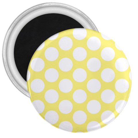 Yellow Polkadot 3  Button Magnet from ArtsNow.com Front