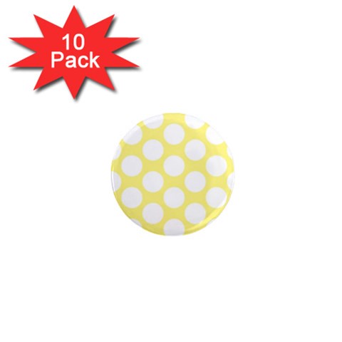 Yellow Polkadot 1  Mini Button Magnet (10 pack) from ArtsNow.com Front