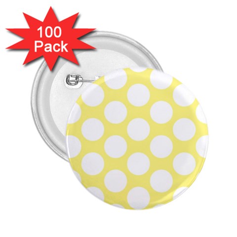 Yellow Polkadot 2.25  Button (100 pack) from ArtsNow.com Front