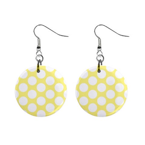 Yellow Polkadot Mini Button Earrings from ArtsNow.com Front