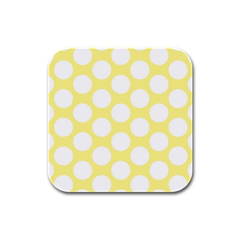 Yellow Polkadot Drink Coasters 4 Pack (Square) from ArtsNow.com Front