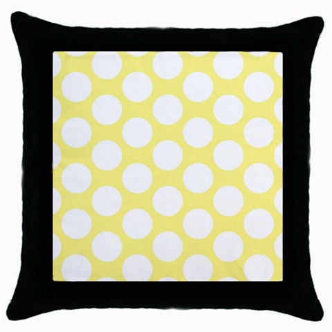 Yellow Polkadot Black Throw Pillow Case from ArtsNow.com Front