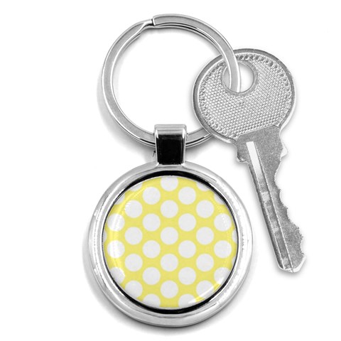 Yellow Polkadot Key Chain (Round) from ArtsNow.com Front