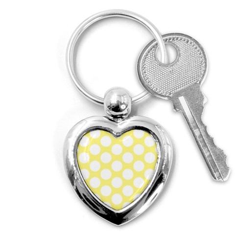 Yellow Polkadot Key Chain (Heart) from ArtsNow.com Front