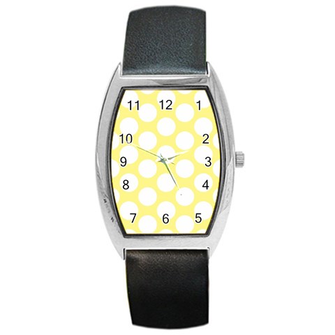 Yellow Polkadot Tonneau Leather Watch from ArtsNow.com Front