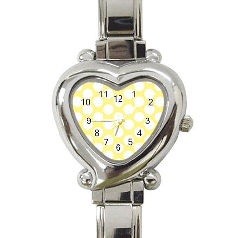 Yellow Polkadot Heart Italian Charm Watch  from ArtsNow.com Front