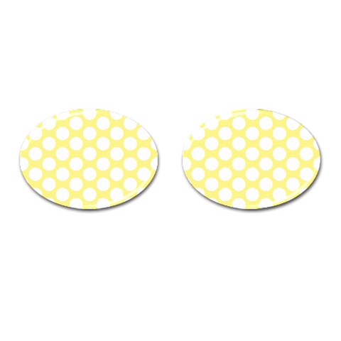 Yellow Polkadot Cufflinks (Oval) from ArtsNow.com Front(Pair)