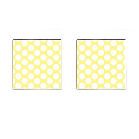 Yellow Polkadot Cufflinks (Square) from ArtsNow.com Front(Pair)