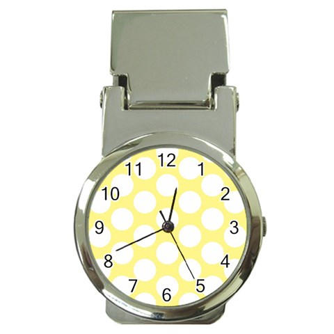 Yellow Polkadot Money Clip with Watch from ArtsNow.com Front