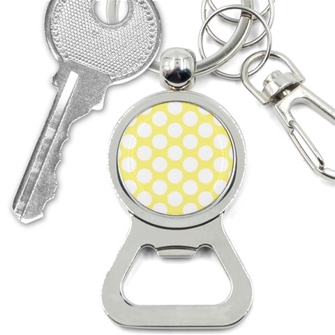 Yellow Polkadot Bottle Opener Key Chain from ArtsNow.com Front