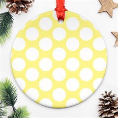 Yellow Polkadot Round Ornament (Two Sides) from ArtsNow.com Front