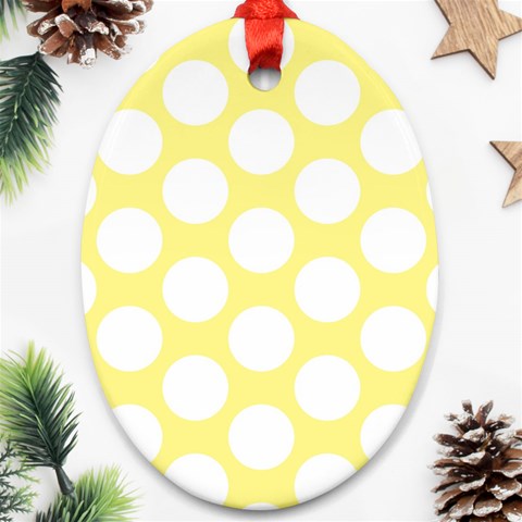 Yellow Polkadot Oval Ornament (Two Sides) from ArtsNow.com Front