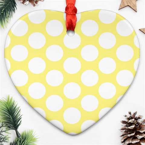 Yellow Polkadot Heart Ornament (Two Sides) from ArtsNow.com Back