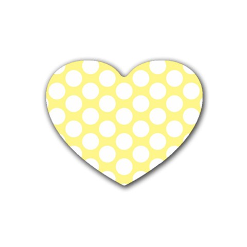 Yellow Polkadot Drink Coasters (Heart) from ArtsNow.com Front