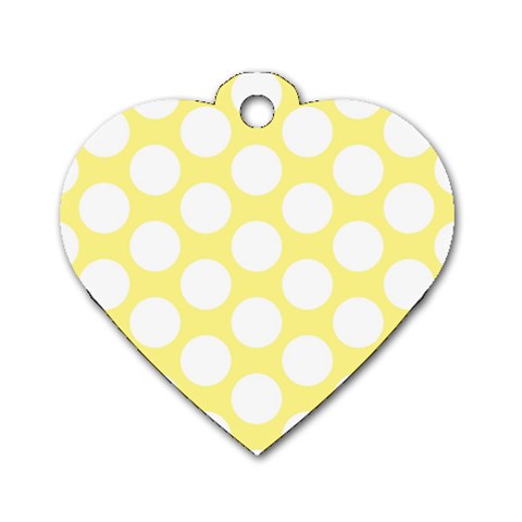 Yellow Polkadot Dog Tag Heart (Two Sided) from ArtsNow.com Front