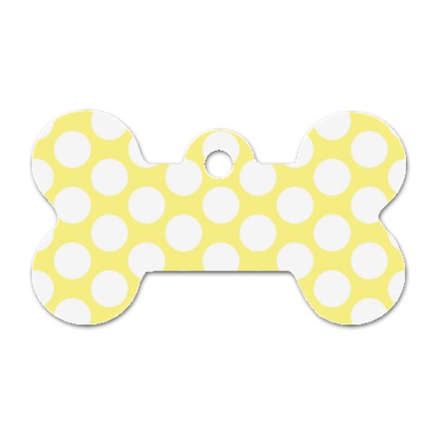 Yellow Polkadot Dog Tag Bone (One Sided) from ArtsNow.com Front